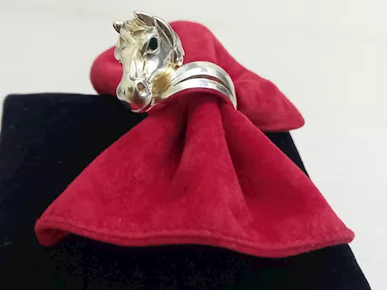 ANELLO CAVALLO IN ARGENTO 925 PLACCATO ORO 18K, LEGGERE TUTT, modello si - Foto 5
