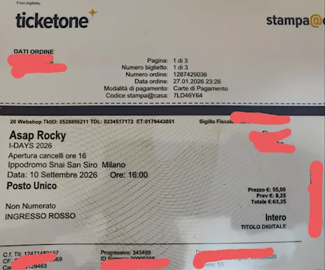 Due biglietti concerto Asap Rocky