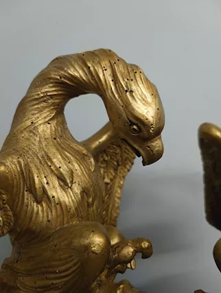 Antiche sculture con aquile dorate su base laccata, '600, ottimo stato - Foto 3