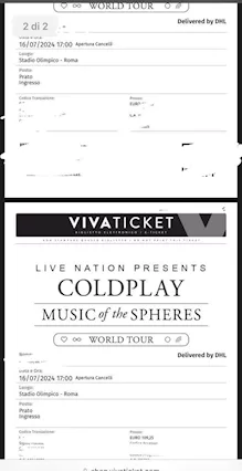 2 biglietti per i Coldplay 16/07 a Roma, LAST MINUTE