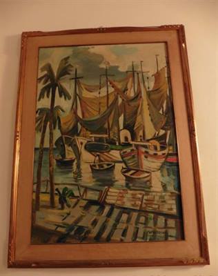 Quadro Navarrino - Barche a Vela - Olio su Tela