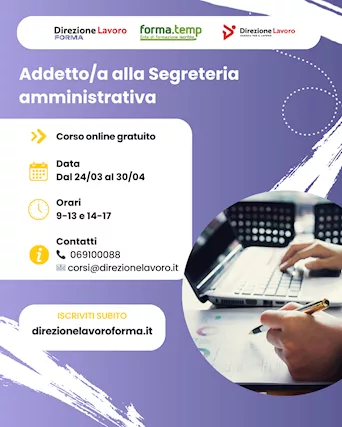 Corso gratuito online addetto/a alla segreteria amministrati