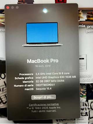 MacBook Pro 2019 16 Marca Apple, in ottime condizioni - Anteprima 6
