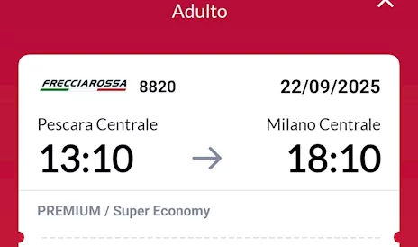 Biglietto treno Pescara - Milano