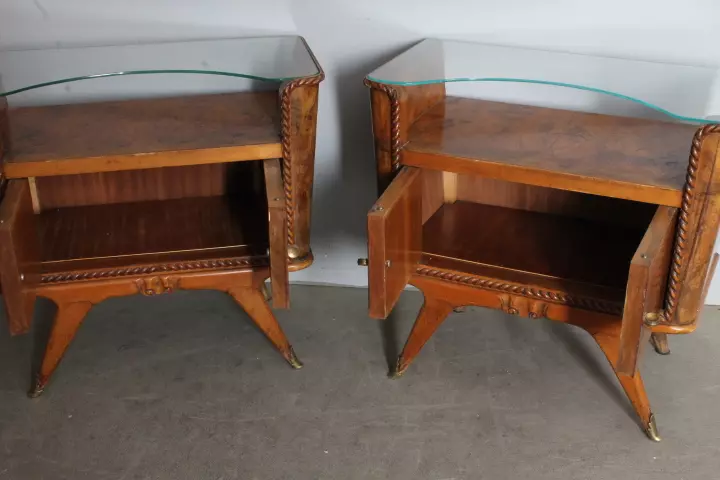 Antica Coppia comodini 1945 art deco noce. Milano . Top, in legno - Foto 6