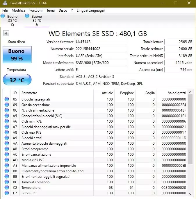 Hard Disk Esterno USB SSD 480 GB Western Digital