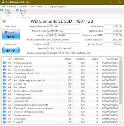 Hard Disk Esterno USB SSD 480 GB Western Digital