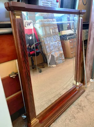 Specchio stile classico noce scuro con intarsi oro - 24178