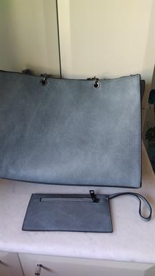 Borsa color azzurro/grigio Navy nuova co portafogli abbinato - Foto 4