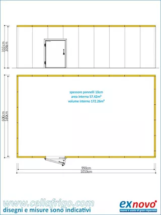 Cella frigo TN filopavimento 600X1010cm h310cm