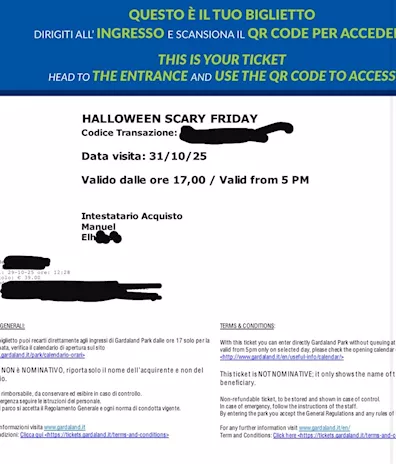Biglietto 31/10 - Halloween 17:00 - non nominativo