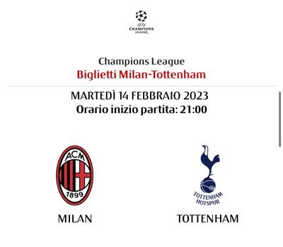 BIGLIETTI MILAN/TOTTENHAM
