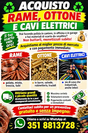 ACQUISTO RAME, OTTONE, GRONDAIE