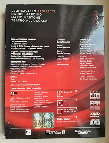 DVD + CD Leoncavallo Pagliacci - Daniel Harding, Mario Marto, come nuovo - Anteprima 2