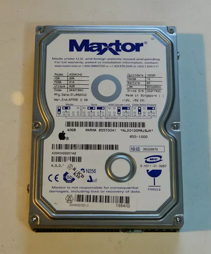 HDD Maxtor 4D040H2 40GB IDE 3.5”