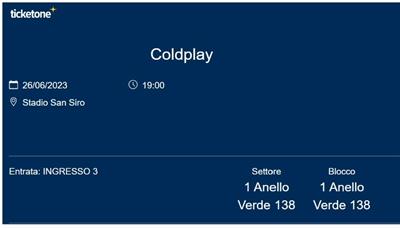 Concerto Coldplay - San Siro Milano - 26/06/2023