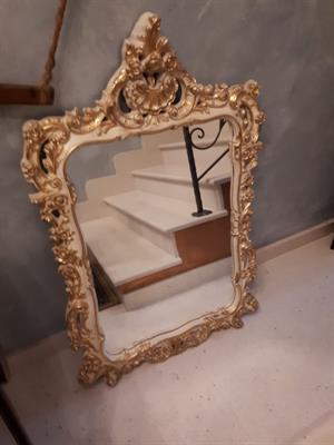 Specchio legno lav a mano foglia oro/argento