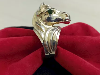 ANELLO CAVALLO IN ARGENTO 925 PLACCATO ORO 18K, LEGGERE TUTT, modello si - Foto 3