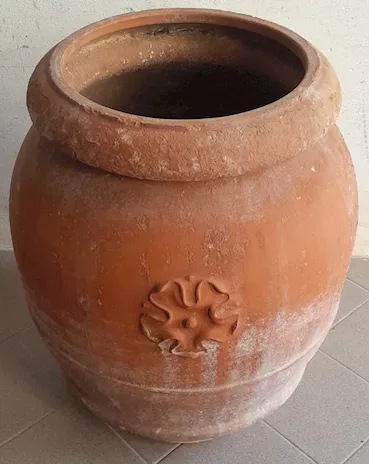 Vaso Orcio Ziro Antico in terracotta toscana di forma cilindrica