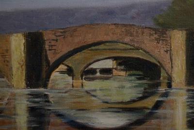 Coppia quadri olio su tela Le vieux pont, firmato E.Philippi - Foto 3