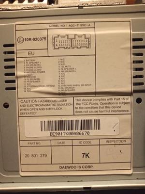 AUTORADIO ORIGINALE LETTORE CD STEREO CHEVROLET, marca Daewoo, mai usato - Anteprima 3