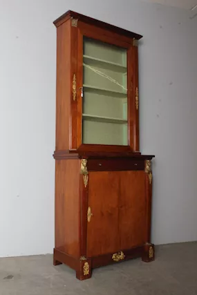 Antica libreria vetrina Impero primi 900 . Mogano e bronzi