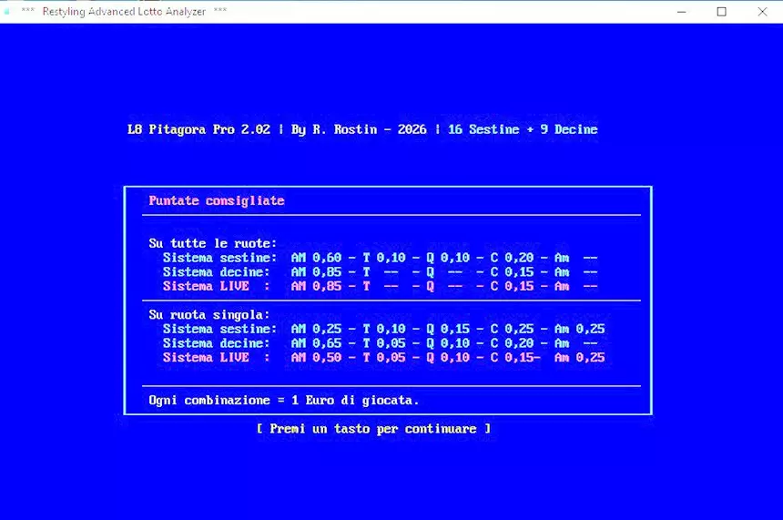 Foto 3L8 PITAGORA Pro Advanced LOTTO Analyzer
