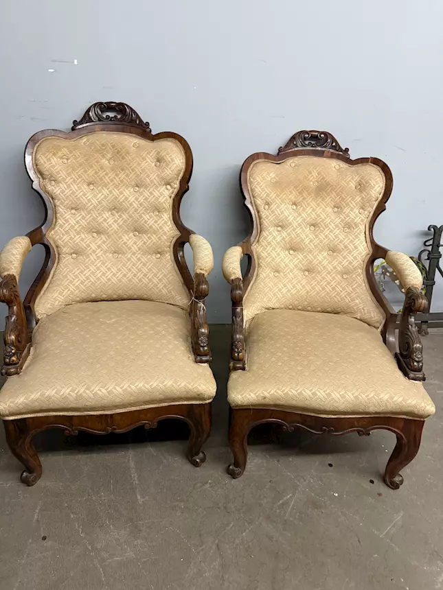 Antica coppia di poltrone da riposo, metà '800, 100x70 cm