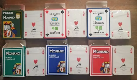 Lotto 6 mazzi carte poker cristallo Modiano TV Sorrisi e Can