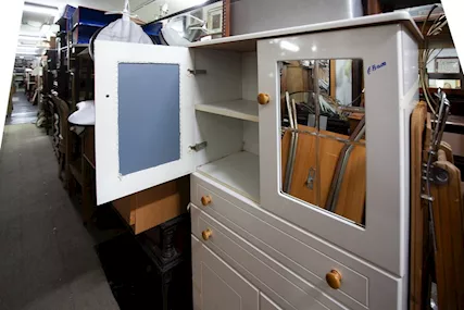 Mobiletto Multiuso Bianco con Ante a Vetro - 24412, in legno - Foto 3