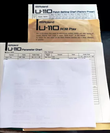 Per Roland U-110 Parametri e Preset Cartaceo