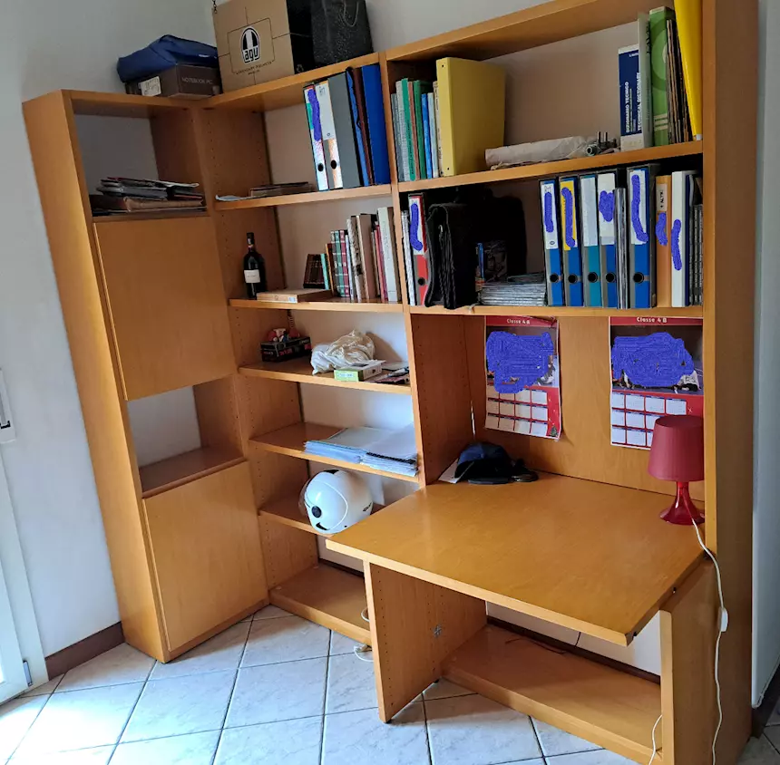 Libreria In Miniatura 1:12 Con Armadietto - Decorazione Fai-da-te Per Case Delle Bambole - Foto 2