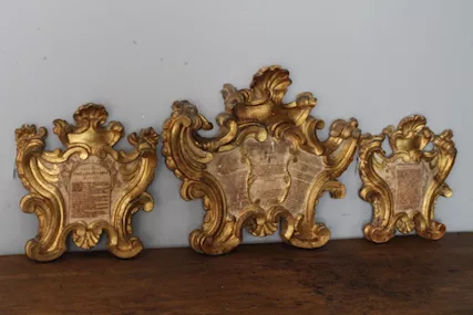 Antico gruppo di tre cartagloria epoca 600 Luigi XIV. intag