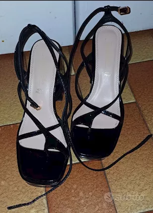 Scarpe (vera pelle) con tacco e plateu