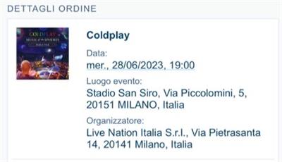 Biglietto concerto Coldplay