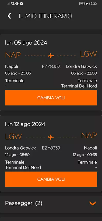 2 biglietti aerei EasyJet Napoli - Londra