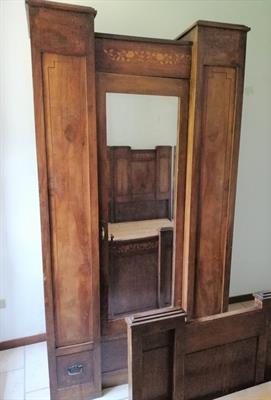 Arte Decò armadio in noce intarsiato, in legno massello - Foto 4