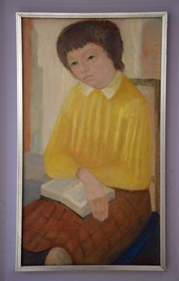 Arte moderna, Dipinto bambina con libro. DAL FORNO