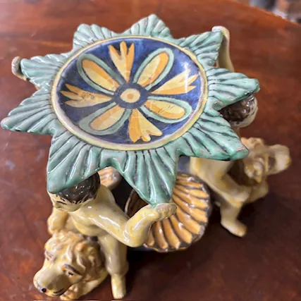 Antica Saliera in maiolica dipinta - Foto 3