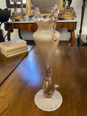 Antico vaso Murano anni 40 con base a cavalluccio incamiciat - Foto 5