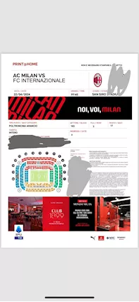 Biglietto derby Milan - inter