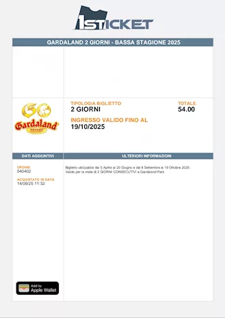 Biglietti Gardaland fino al 19/10/25