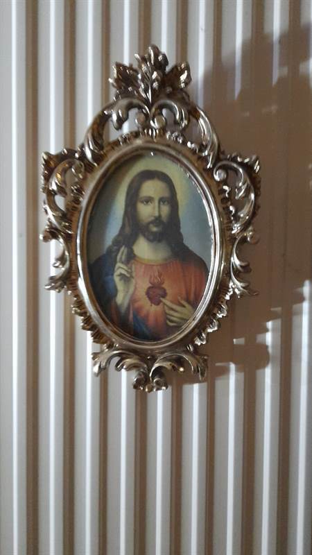 Immagine sacra con cornice in bronzo, ottime condizioni