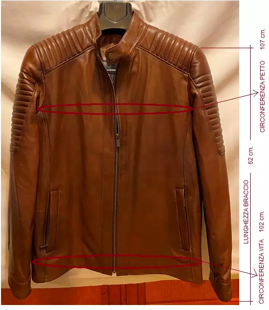 Foto 2 Giubbotto in pelle - uomo, color marrone tabacco, taglia l