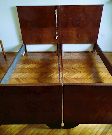 Letto singolo due letti in radica anni '30 '40
