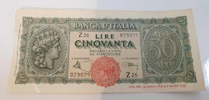 BANCONOTE DA 50 LIRE VITTORIO EMANUELE III