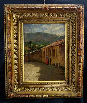 Dipinto olio su tavoletta raffigurante