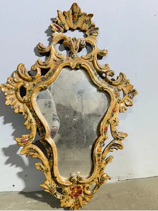 Antica Specchiera in ceramica, dipinta stile veneziano