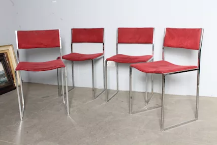 Quattro sedie cromante Willy Rizzo anni 70 .Design . Moderna - Foto 2
