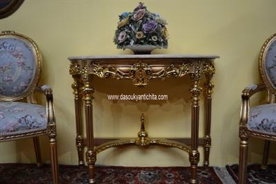 Console dorata mezzo giro stile Luigi XVI